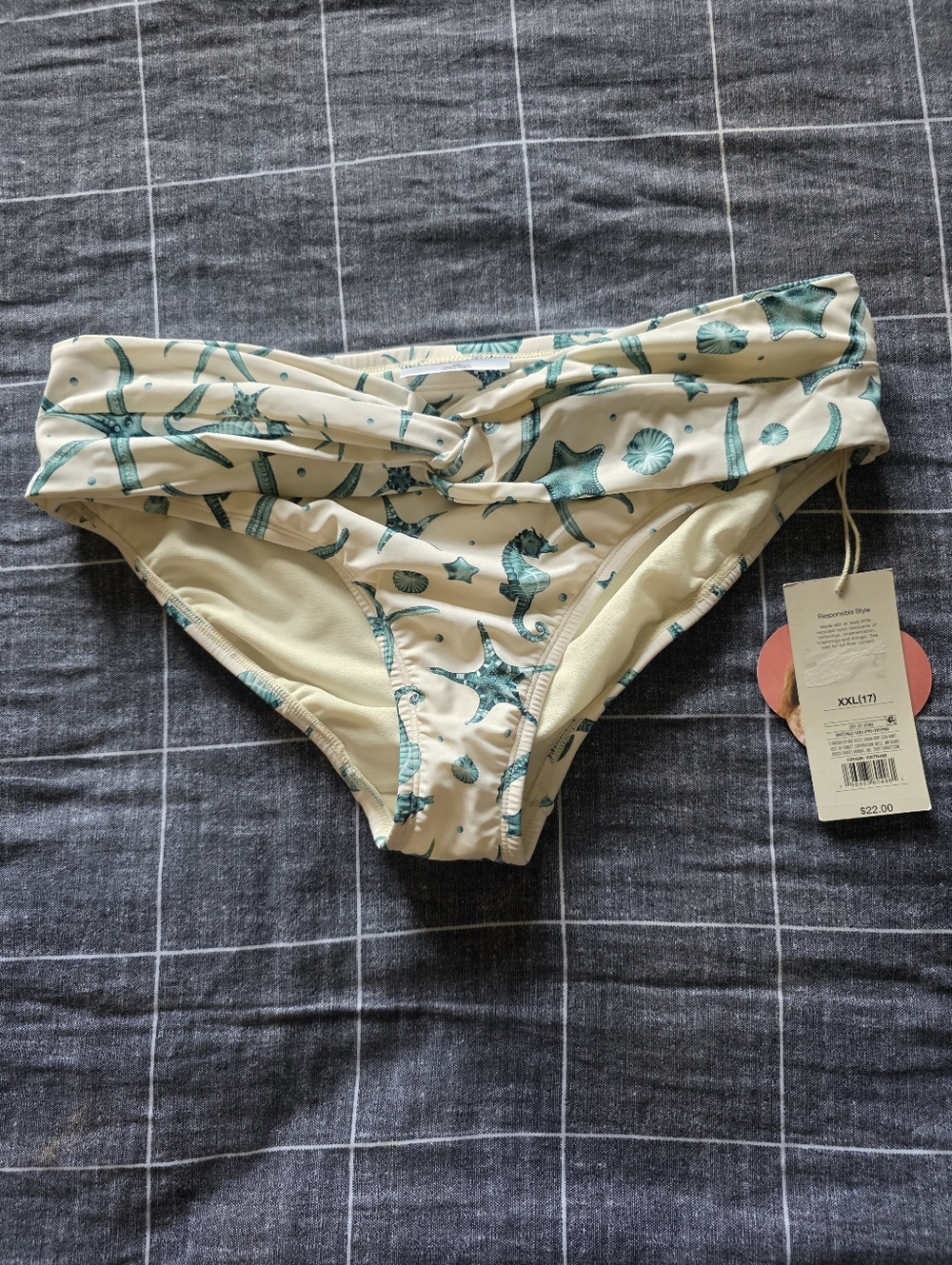 AGUA BENDITA x TARGET Girls' White/Blue Bikini Bottoms- XXL (17)